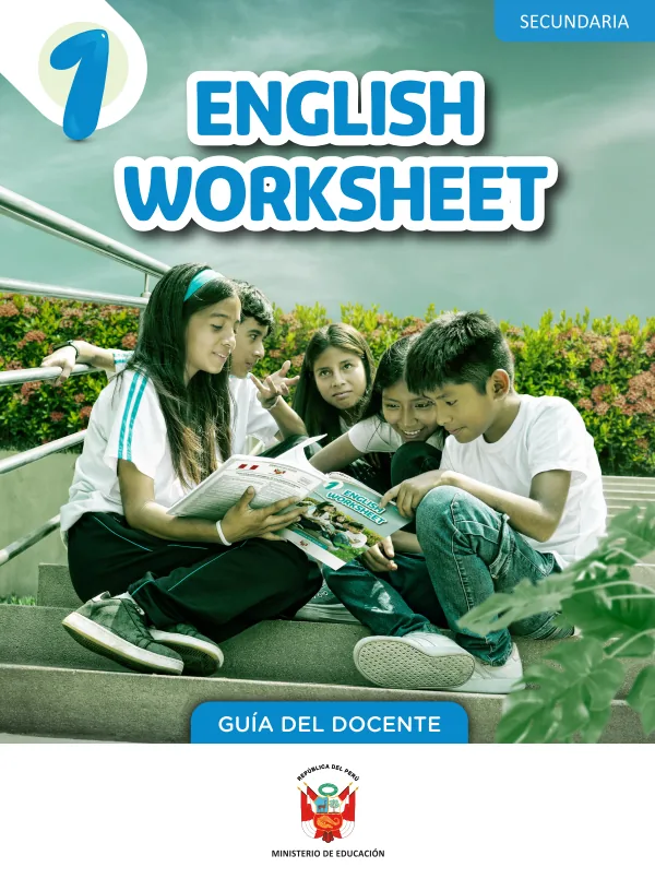 1.er English Worksheet: Guía del docente (MINEDU) PDF 1 Portada de 1.er English Worksheet: Guía del docente - Guías docentes - MINEDU