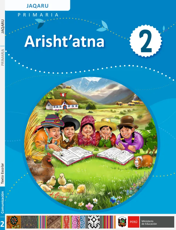 2 Arisht''atna - Jaqaru: texto de Comunicación del 2° Primaria (MINEDU) PDF 1 Portada de 2 Arisht''atna - Jaqaru: texto de Comunicación del 2° Primaria - MINEDU