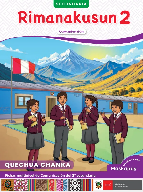 2 Rimanakusun: fichas multinivel de Comunicación del 2° Secundaria - Quechua chanka (MINEDU) PDF 1 Portada de 2 Rimanakusun: fichas multinivel de Comunicación del 2° Secundaria - Quechua chanka - MINEDU