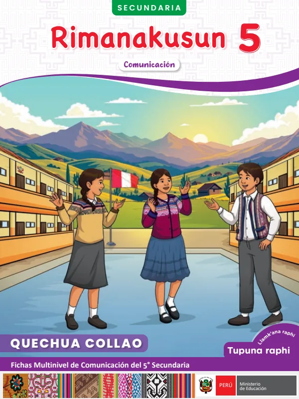 5 Rimanakusun - Quechua collao: fichas multinivel de Comunicación del 5° Secundaria (MINEDU) PDF 1 Portada de 5 Rimanakusun - Quechua collao: fichas multinivel de Comunicación del 5° Secundaria - MINEDU