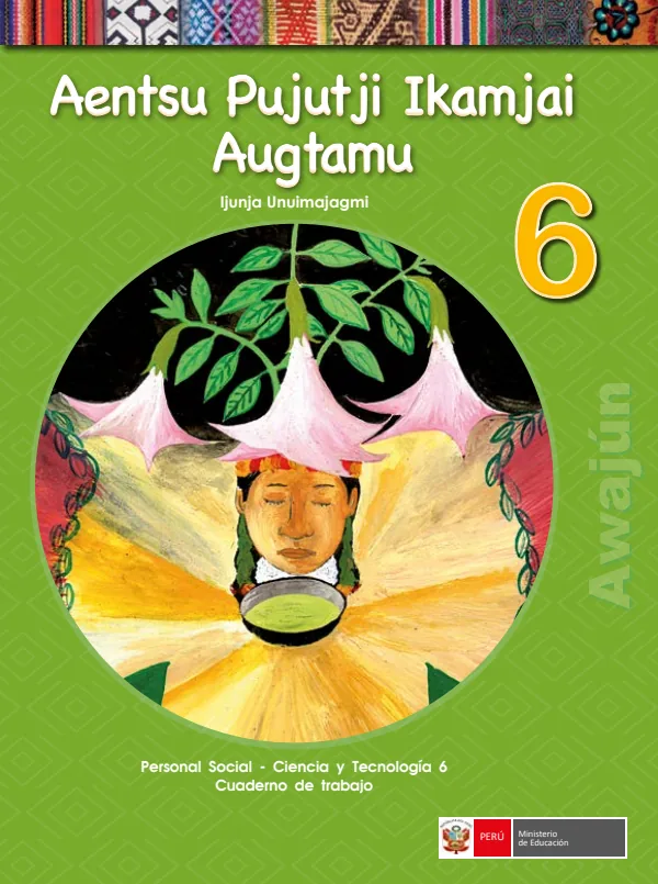 Aentsu pujutji ikmajai augtamu 6 Ijunja unuimajagmi = Personal social - Ciencia y tecnología 6: Cuaderno de trabajo - Awajún (MINEDU) PDF 1 Portada de Aentsu pujutji ikmajai augtamu 6 Ijunja unuimajagmi = Personal social - Ciencia - 6.º grado de Primaria - MINEDU