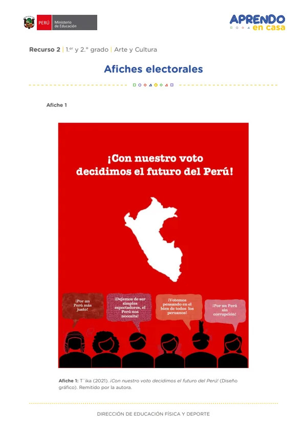 Afiches electorales , 1.er y 2. grado (MINEDU) PDF 1 Portada de Afiches electorales , 1.er y 2. grado - MINEDU