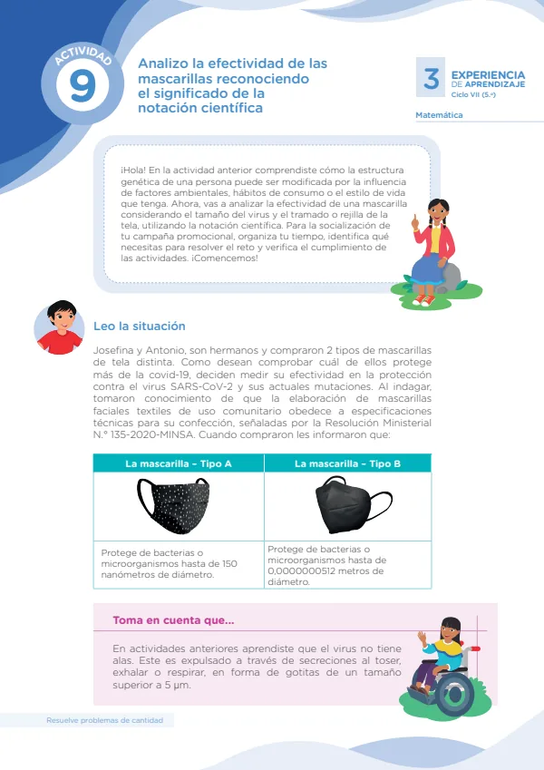 Analizo la efectividad de las mascarillas - 5.° grado de Secundaria (MINEDU) PDF 1 Portada de Analizo la efectividad de las mascarillas - 5.° grado de Secundaria - MINEDU