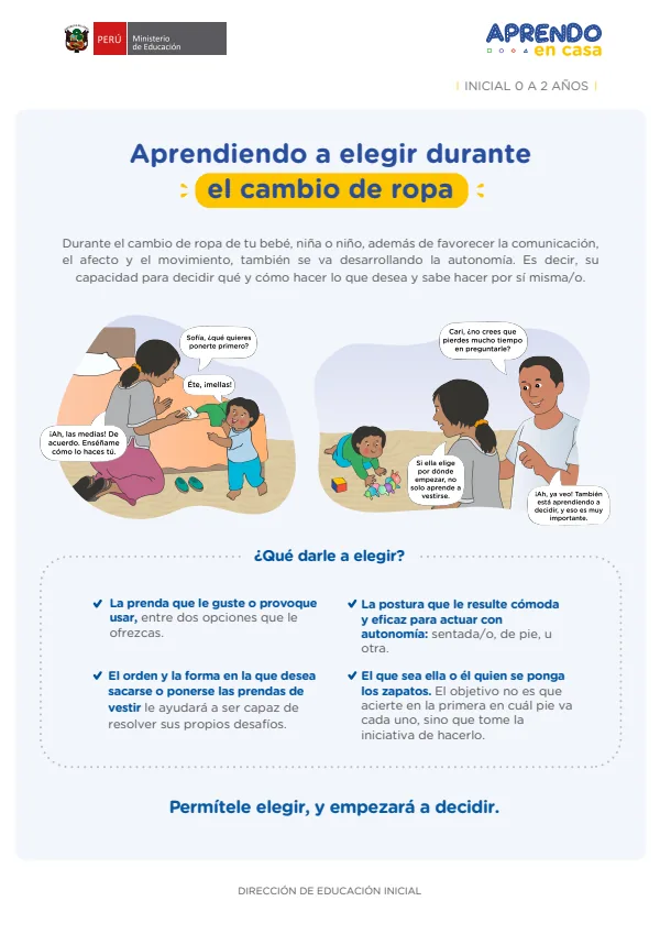 Aprendiendo a elegir durante el cambio de ropa - Inicial 0 a 2 años (MINEDU) PDF 1 Portada de Aprendiendo a elegir durante el cambio de ropa - Inicial 0 a 2 años - MINEDU