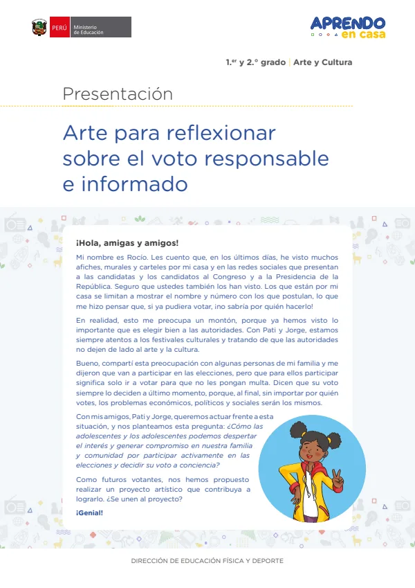 Arte para reflexionar sobre el voto responsable e informado - Secundaria (MINEDU) PDF 1 Portada de Arte para reflexionar sobre el voto responsable e informado - Secundaria - MINEDU