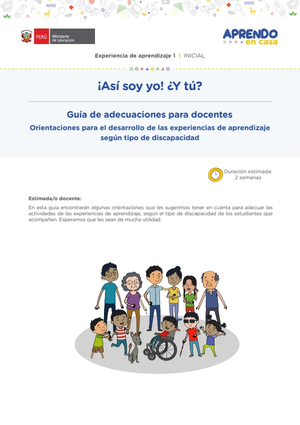 ¡Así soy yo! ¿Y tú? - Guía de adecuaciones para docentes Inicial (MINEDU) PDF 1 Portada de ¡Así soy yo! ¿Y tú? - Guía de adecuaciones para docentes Inicial - Guías docentes - MINEDU