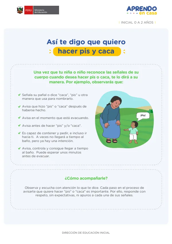 Así te digo que quiero hacer pis y caca - Inicial 2 años (MINEDU) PDF 1 Portada de Así te digo que quiero hacer pis y caca - Inicial 2 años - MINEDU