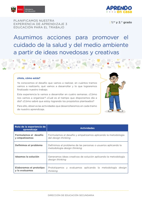 Asumimos acciones y promovemos el cuidado de la salud y del medio ambiente a partir de ideas novedosas y creativas (MINEDU) PDF 1 Portada de Asumimos acciones y promovemos el cuidado de la salud y del medio ambiente a partir - Secundaria - MINEDU