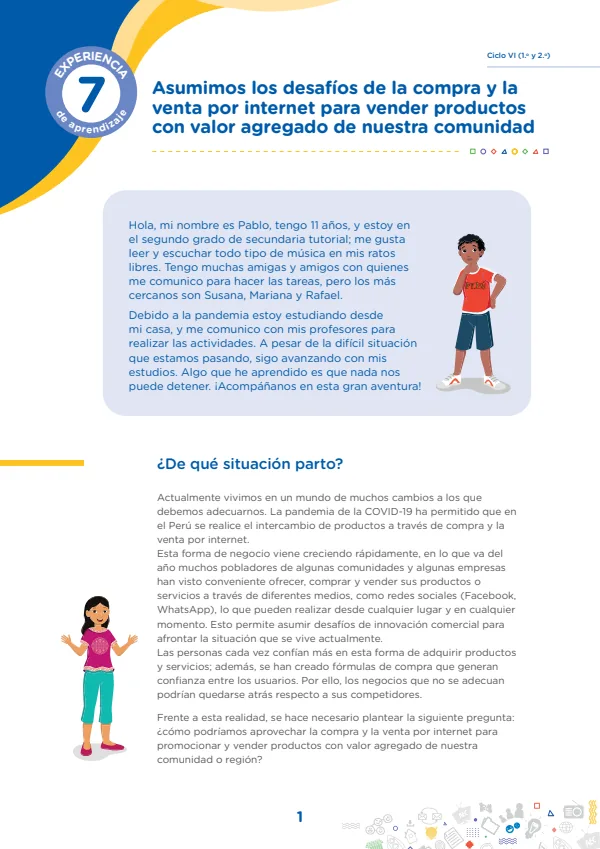 Asumimos los desafíos de la compra y la venta por internet para vender productos con valor agregado de nuestra comunidad (MINEDU) PDF 1 Portada de Asumimos los desafíos de la compra y la venta por internet para vender productos - Secundaria - MINEDU