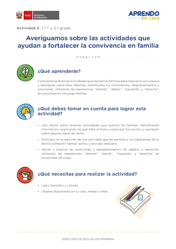Averiguamos sobre las actividades que ayudan a fortalecer la convivencia en familia (MINEDU) PDF 1 Portada de Averiguamos sobre las actividades que ayudan a fortalecer la convivencia en familia - Primaria - MINEDU