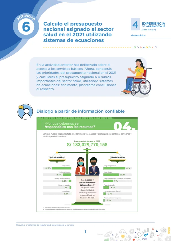 Calculo el presupuesto nacional asignado al sector salud - 5.° grado de Secundaria (MINEDU) PDF 1 Portada de Calculo el presupuesto nacional asignado al sector salud - 5.° grado de Secundaria - MINEDU