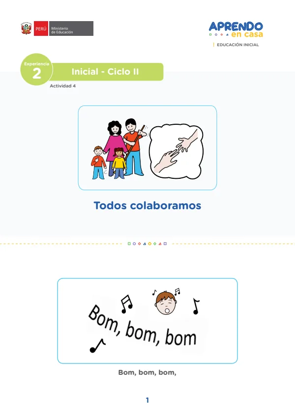 Canción: Todos colaboramos. Inicial 3 a 5 años - pictograma (MINEDU) PDF 1 Portada de Canción: Todos colaboramos. Inicial 3 a 5 años - pictograma - MINEDU