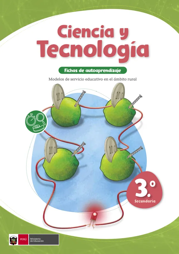 Ciencia y Tecnología 3: Fichas de autoaprendizaje - 3.° grado de Secundaria (MINEDU) PDF 1 Portada de Ciencia y Tecnología 3: Fichas de autoaprendizaje - 3.° grado de Secundaria - MINEDU