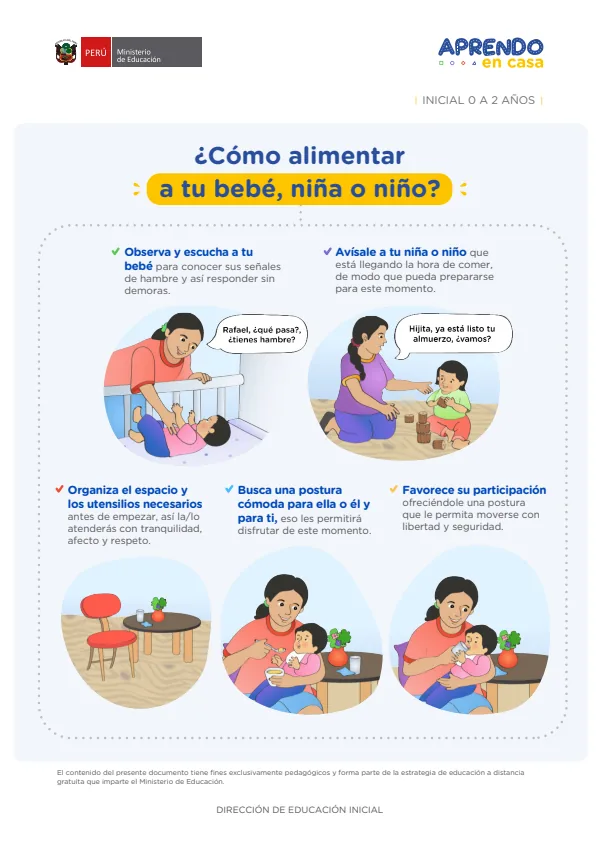 ¿Cómo alimentar a tu bebé, niña o niño? - Inicial 2 años (MINEDU) PDF 1 Portada de ¿Cómo alimentar a tu bebé, niña o niño? - Inicial 2 años - MINEDU
