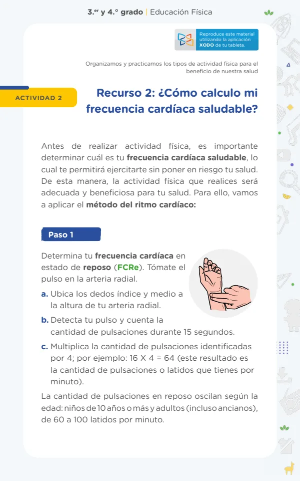 ¿Cómo calculo mi frecuencia cardíaca saludable? - Secundaria (MINEDU) PDF 1 Portada de ¿Cómo calculo mi frecuencia cardíaca saludable? - Secundaria - MINEDU