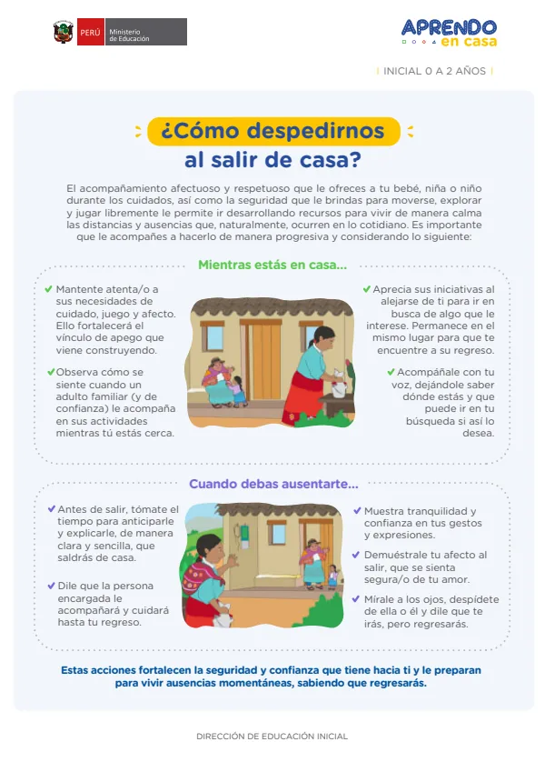 ¿Cómo despedirnos al salir de casa? - Inicial 2 años (MINEDU) PDF 1 Portada de ¿Cómo despedirnos al salir de casa? - Inicial 2 años - MINEDU