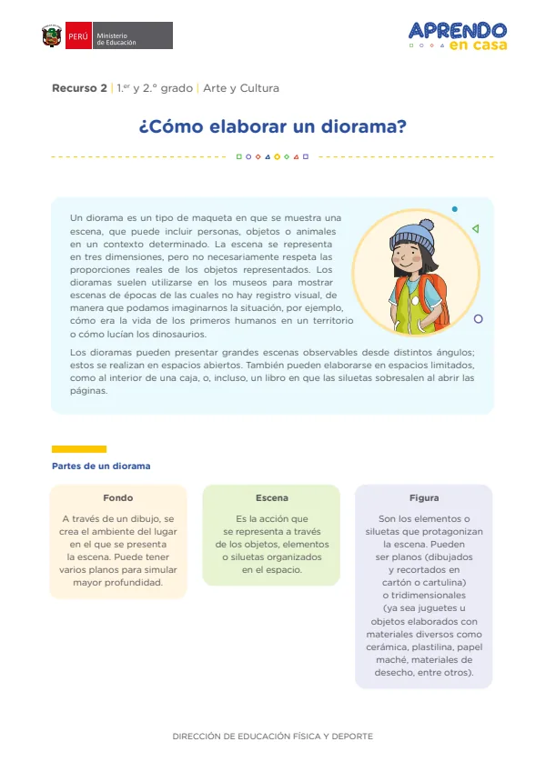 ¿Cómo elaborar un diorama? , 1er y 2. grado (MINEDU) PDF 1 Portada de ¿Cómo elaborar un diorama? , 1er y 2. grado - MINEDU