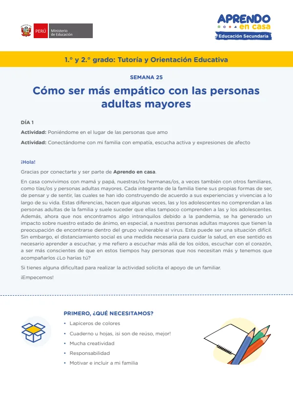 Cómo ser más empático con las personas adultas mayores - Secundaria (MINEDU) PDF 1 Portada de Cómo ser más empático con las personas adultas mayores - Secundaria - MINEDU