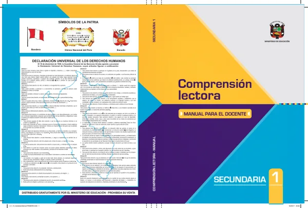 Comprensión lectora 1: manual para el docente de primer grado de Secundaria · 2017 (MINEDU) PDF 1 Portada de Comprensión lectora 1: manual para el docente de primer grado de Secundaria · 2017 - MINEDU