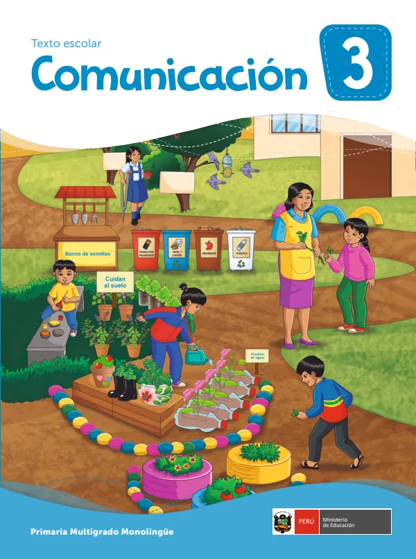 Comunicación 3: texto escolar - primaria multigrado monolingüe (MINEDU) PDF 1 Portada de Comunicación 3: texto escolar - primaria multigrado monolingüe - MINEDU