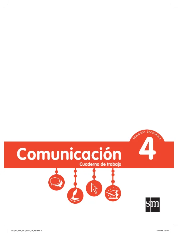 Comunicación 4: Cuaderno de trabajo - 4.° grado de Secundaria (MINEDU) PDF 1 Portada de Comunicación 4: Cuaderno de trabajo - 4.° grado de Secundaria - MINEDU