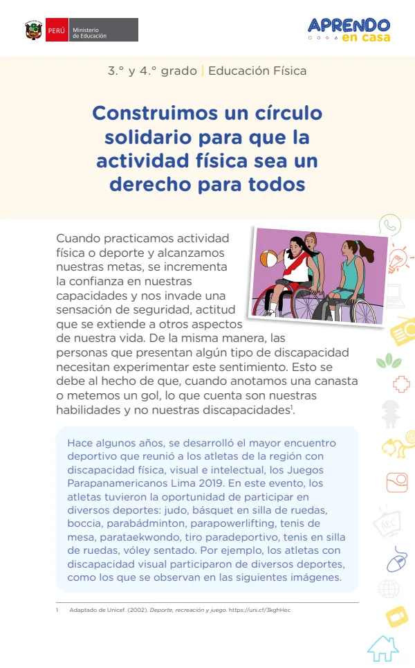 Construimos un círculo solidario para que la actividad física sea un derecho para todos (MINEDU) PDF 1 Portada de Construimos un círculo solidario para que la actividad física sea un derecho para todos - Secundaria - MINEDU