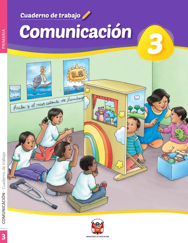 Cuaderno de trabajo Comunicación 3 - 3.° grado de Primaria (MINEDU) PDF 1 Portada de Cuaderno de trabajo Comunicación 3 - 3.° grado de Primaria - MINEDU