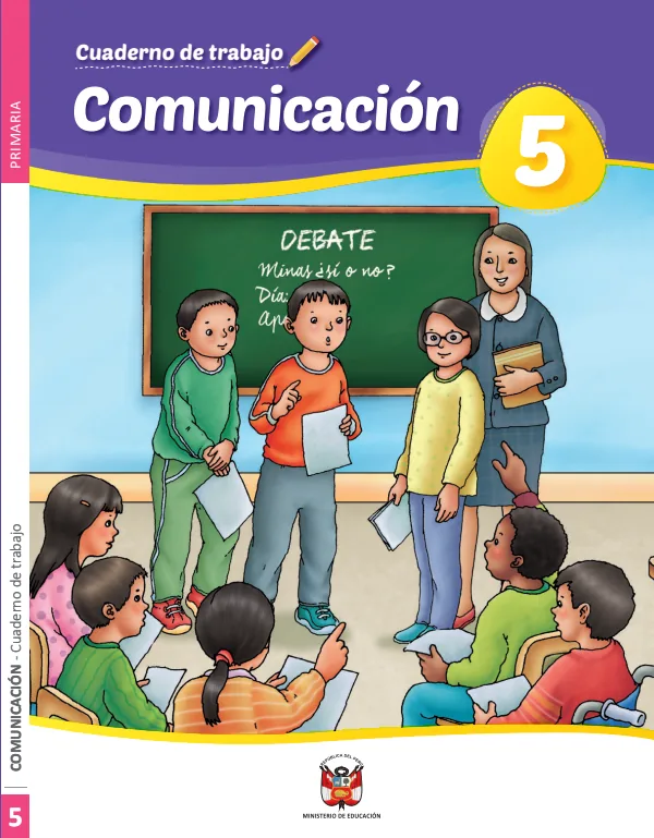 Cuaderno de trabajo Comunicación 5 - 5.° grado de Primaria (MINEDU) PDF 1 Portada de Cuaderno de trabajo Comunicación 5 - 5.° grado de Primaria - MINEDU