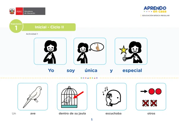 Cuento Yo soy única y especial, actividad 1. Inicial - Ciclo II - pictograma (MINEDU) PDF 1 Portada de Cuento Yo soy única y especial, actividad 1. Inicial - Ciclo II - pictograma - MINEDU