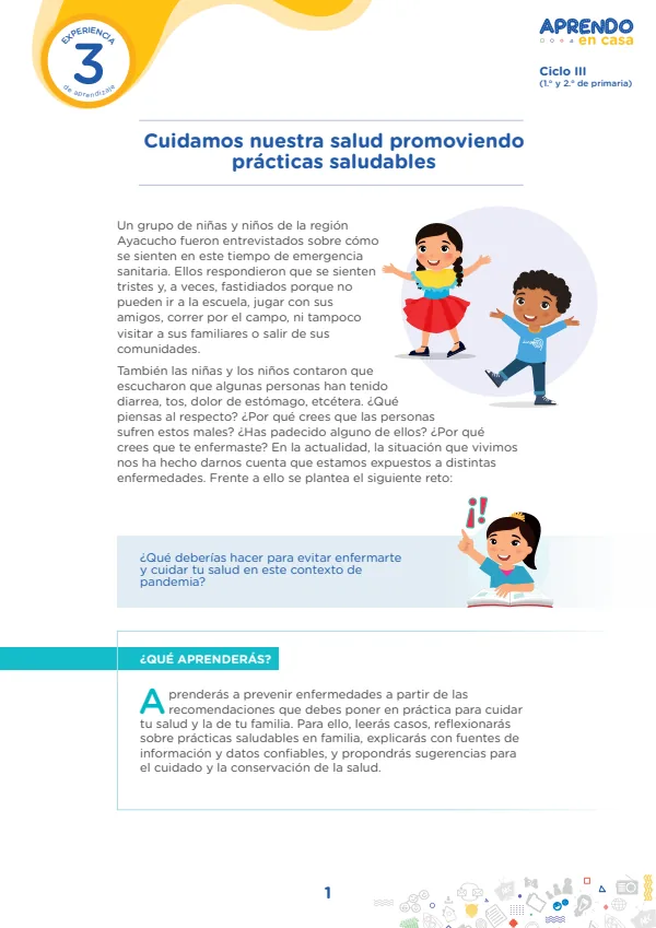 Cuidamos nuestra salud promoviendo prácticas saludables - Primaria (MINEDU) PDF 1 Portada de Cuidamos nuestra salud promoviendo prácticas saludables - Primaria - MINEDU