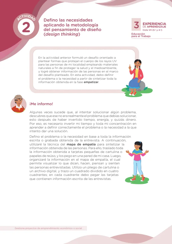 Defino las necesidades aplicando la metodología del design thinking - Secundaria (MINEDU) PDF 1 Portada de Defino las necesidades aplicando la metodología del design thinking - Secundaria - MINEDU