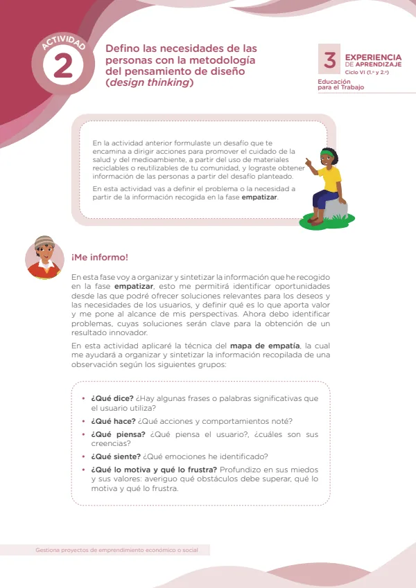 Defino las necesidades de las personas con la metodología del design thinking (MINEDU) PDF 1 Portada de Defino las necesidades de las personas con la metodología del design thinking - Secundaria - MINEDU