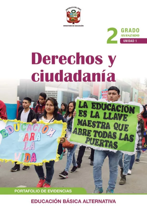Derechos y ciudadanía 2 Segundo grado - Ciclo avanzado (MINEDU) PDF 1 Portada de Derechos y ciudadanía 2 Segundo grado - Ciclo avanzado - Educación Básica Alternativa (EBA) - MINEDU