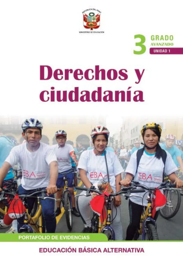 Derechos y ciudadanía 3 Tercer grado - Ciclo avanzado (MINEDU) PDF 1 Portada de Derechos y ciudadanía 3 Tercer grado - Ciclo avanzado - Educación Básica Alternativa (EBA) - MINEDU