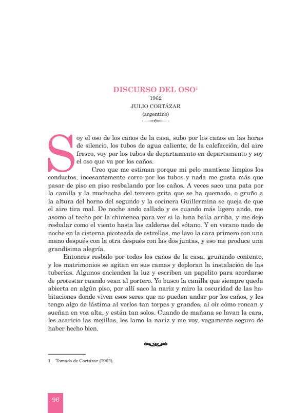 Discurso del oso: 1962. Julio Cortázar - 2.° grado de Secundaria (MINEDU) PDF 1 Portada de Discurso del oso: 1962. Julio Cortázar - 2.° grado de Secundaria - MINEDU