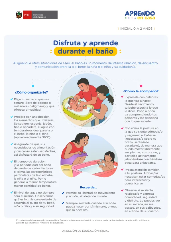 Disfruta y aprende durante el baño - Inicial 0 a 2 años (MINEDU) PDF 1 Portada de Disfruta y aprende durante el baño - Inicial 0 a 2 años - MINEDU