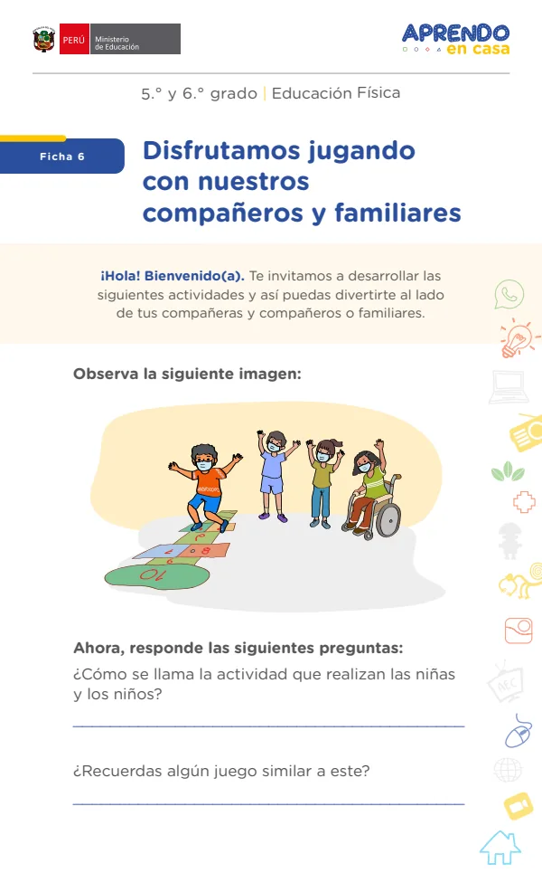 Disfrutamos jugando con nuestros compañeros y familiares - Primaria (MINEDU) PDF 1 Portada de Disfrutamos jugando con nuestros compañeros y familiares - Primaria - MINEDU