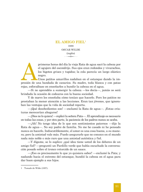 El amigo fiel: 1888. Oscar Wilde - 1.° grado de Secundaria (MINEDU) PDF 1 Portada de El amigo fiel: 1888. Oscar Wilde - 1.° grado de Secundaria - MINEDU