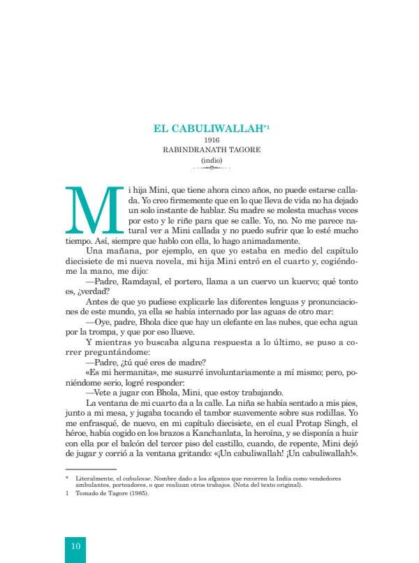 El cabulilwallah: 1916. Rabindranath Tagore - 5.° grado de Secundaria (MINEDU) PDF 1 Portada de El cabulilwallah: 1916. Rabindranath Tagore - 5.° grado de Secundaria - MINEDU