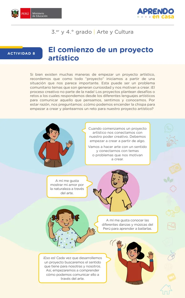 El comienzo de un proyecto artístico - Primaria (MINEDU) PDF 1 Portada de El comienzo de un proyecto artístico - Primaria - MINEDU