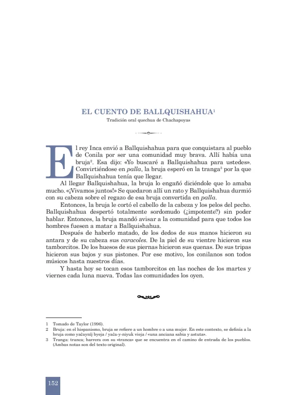 El cuento de Ballquishahua. Tradición oral quechua de Chachapoyas - 3.° grado de Secundaria (MINEDU) PDF 1 Portada de El cuento de Ballquishahua. Tradición oral quechua de Chachapoyas - 3.° grado - MINEDU
