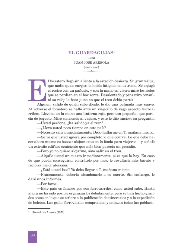 El guardagujas: 1952. Juan José Arreola - 2.° grado de Secundaria (MINEDU) PDF 1 Portada de El guardagujas: 1952. Juan José Arreola - 2.° grado de Secundaria - MINEDU