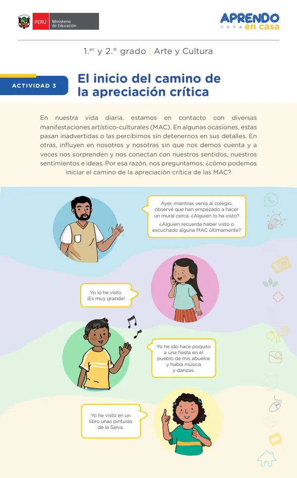 El inicio del camino de la apreciación crítica - Primaria (MINEDU) PDF 1 Portada de El inicio del camino de la apreciación crítica - Primaria - MINEDU