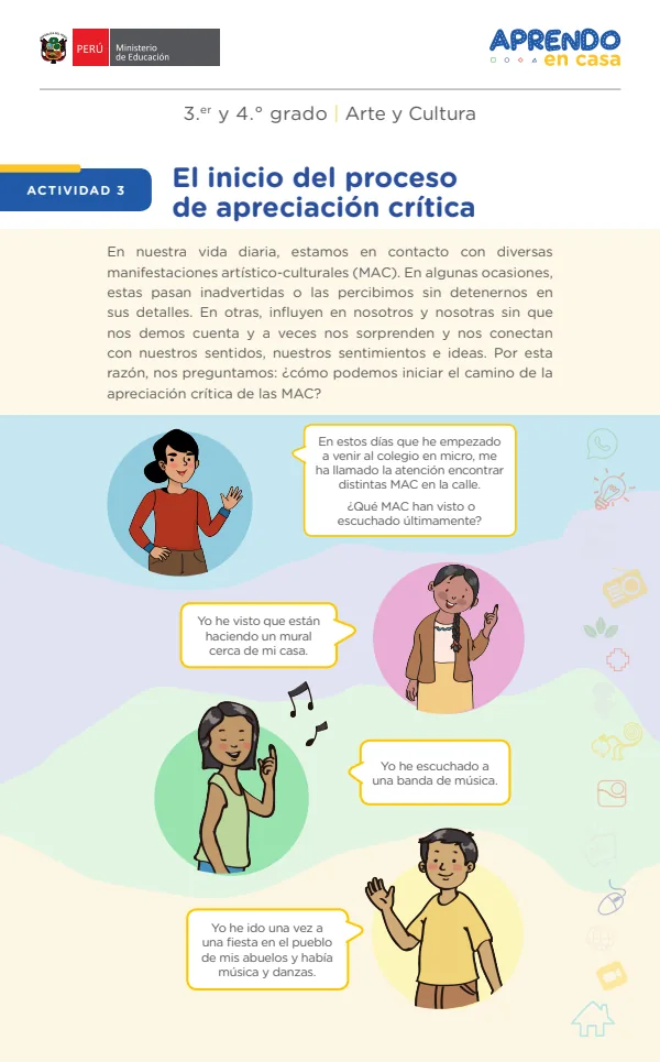 El inicio del proceso de apreciación crítica - Primaria (MINEDU) PDF 1 Portada de El inicio del proceso de apreciación crítica - Primaria - MINEDU