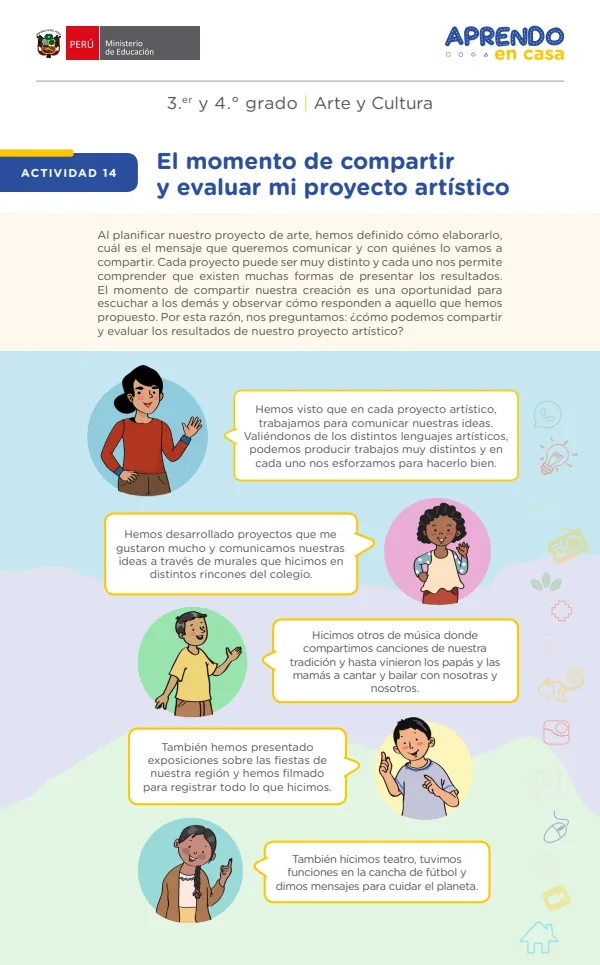 El momento de compartir y evaluar mi proyecto artístico - Primaria (MINEDU) PDF 1 Portada de El momento de compartir y evaluar mi proyecto artístico - Primaria - MINEDU