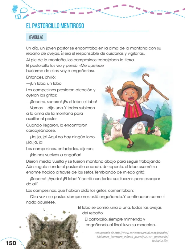 El pastorcillo mentiroso - 3.° grado de Primaria (MINEDU) PDF 1 Portada de El pastorcillo mentiroso - 3.° grado de Primaria - MINEDU
