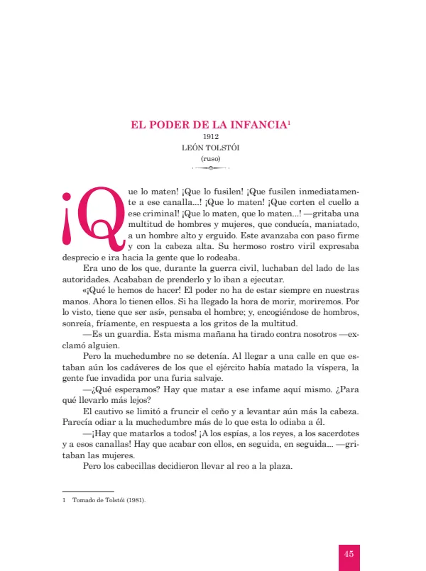 El poder de la infancia: 1912. León Tolstói - 1.° grado de Secundaria (MINEDU) PDF 1 Portada de El poder de la infancia: 1912. León Tolstói - 1.° grado de Secundaria - MINEDU