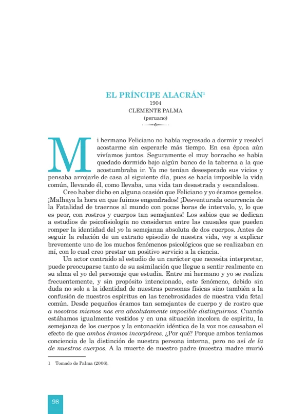 El Príncipe Alacrán: 1904. Clemente Palma - 3.° grado de Secundaria (MINEDU) PDF 1 Portada de El Príncipe Alacrán: 1904. Clemente Palma - 3.° grado de Secundaria - MINEDU