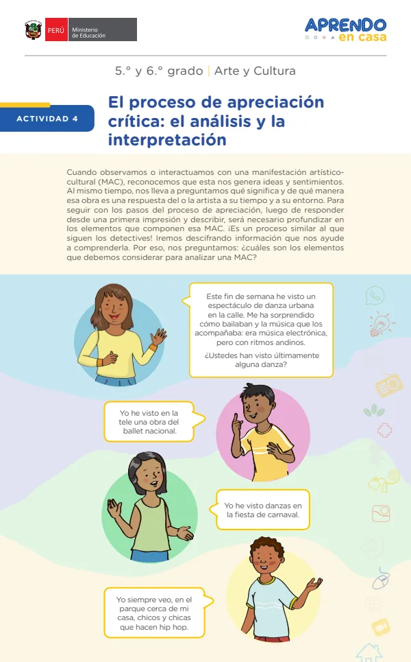 El proceso de apreciación crítica: el análisis y la interpretación - Primaria (MINEDU) PDF 1 Portada de El proceso de apreciación crítica: el análisis y la interpretación - Primaria - MINEDU