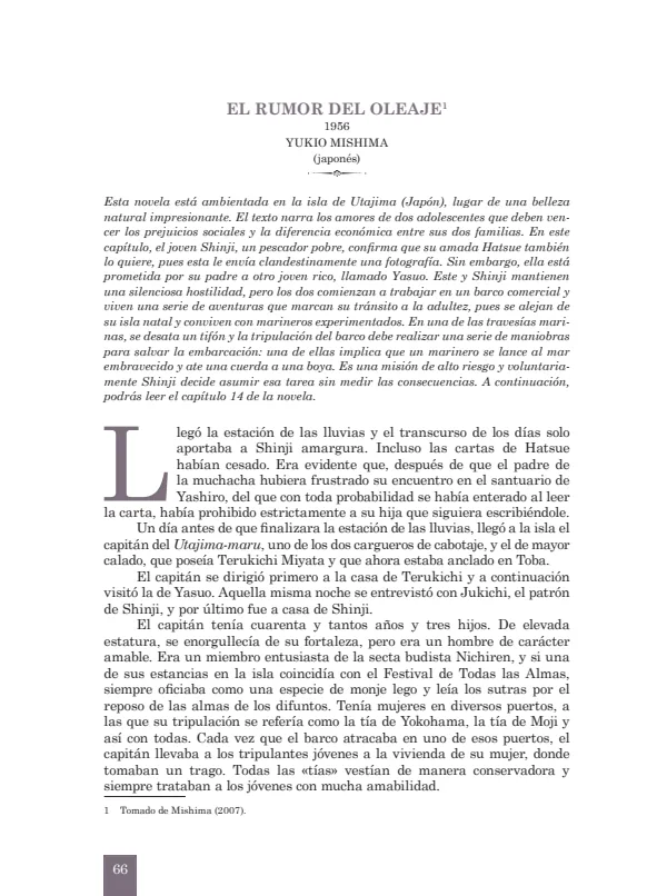 El rumor del oleaje: 1956. Yukio Mishima - 3.° grado de Secundaria (MINEDU) PDF 1 Portada de El rumor del oleaje: 1956. Yukio Mishima - 3.° grado de Secundaria - MINEDU